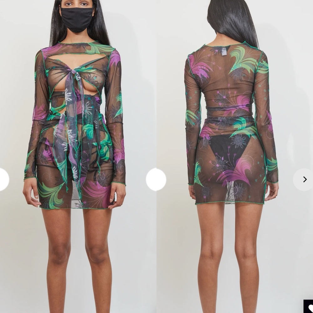 Kim Shui Sheer Mesh Triple Tie Front XS Extra Small
